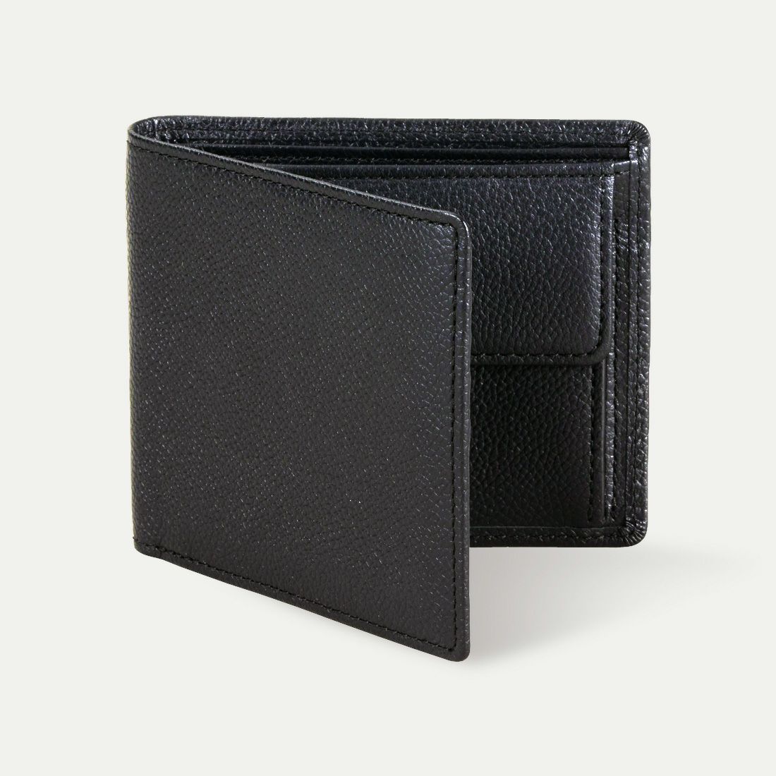 二つ折り財布(小銭入れあり)_ホールブラック