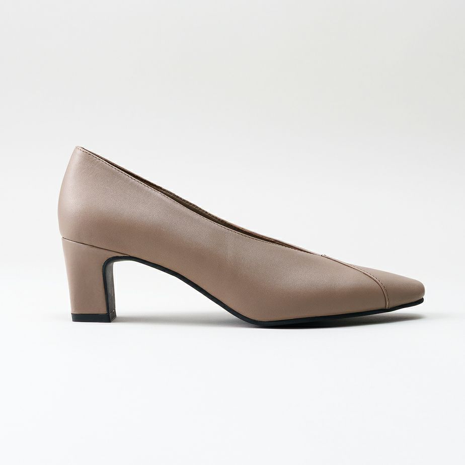 Vカット ヒール 5cm (ブロックヒール)